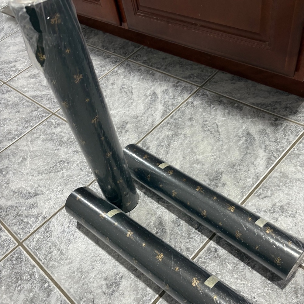 3 Chanel Black and Gold Wrapping Paper Rolls doubled sided